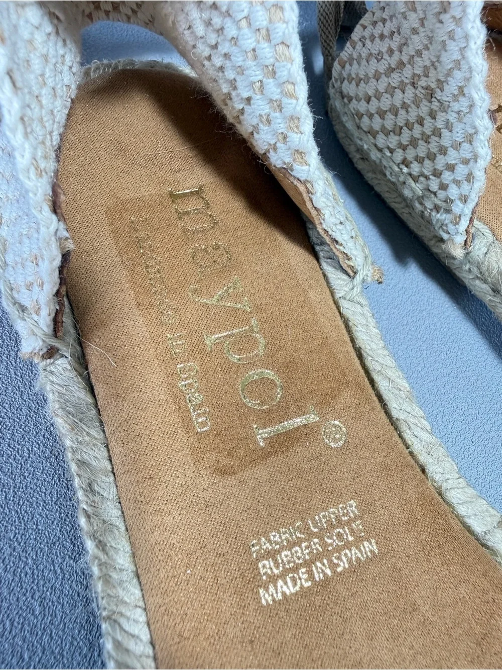 MAYPOL Anthropologie Cream Crochet Lace Ankle Tie Espadrille Flats